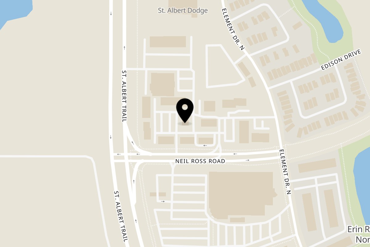 Map showing the location of Barako Bistro on 1115 Saint Albert Trail in St. Albert